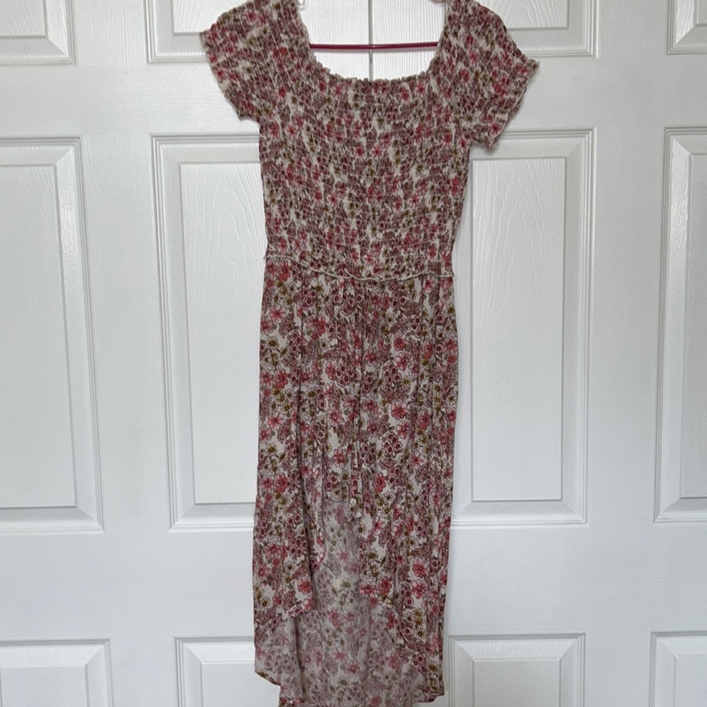 art class Pink Floral Smocked Midi Dress